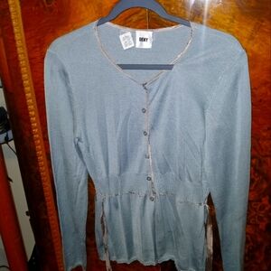 DKNY Blue Button-Up Cardigan